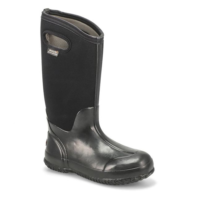 Womens Classic High Shiny Waterproof Boot - Black