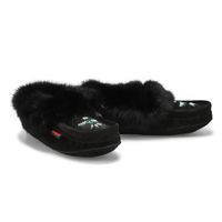 Womens 653L Rabbit Fur SoftMocs - Black