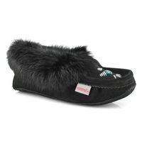 Womens 653L Rabbit Fur SoftMocs - Black