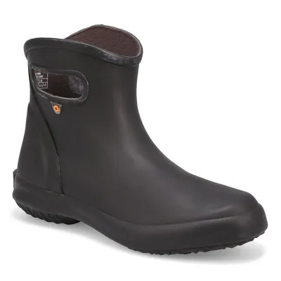 Womens Patch Ankle Rain Boot - Black
