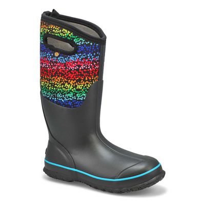 Womens Classic Rainbow Dots Waterproof Boot - Multi