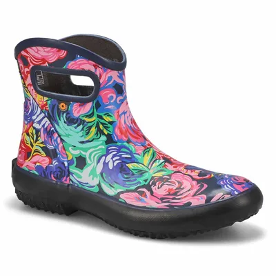 Womens Patch Ankle Rain Boot - Rose Multi