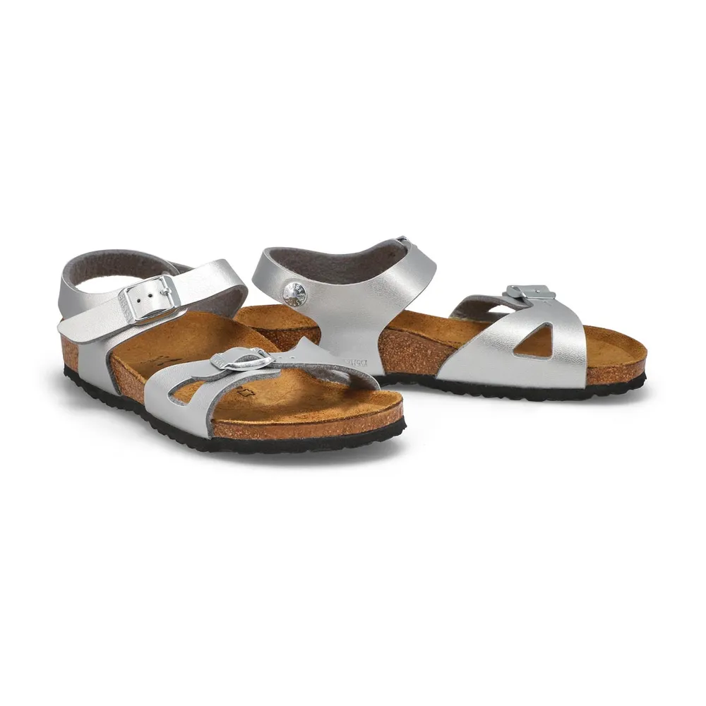 Kids Rio Birko-Flor 2 Strap Narrow Sandal - Silver