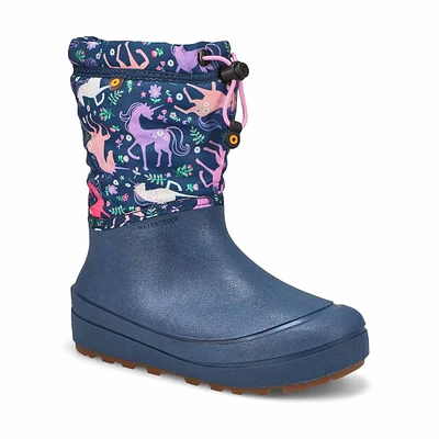 Girls  Snow Shell Unicorn Meadow Waterproof Winter Boot - Indigo/Multi