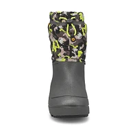 Boys  Snow Shell Camo Texture Waterproof Winter Boot - Gray/Multi