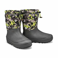 Boys  Snow Shell Camo Texture Waterproof Winter Boot - Gray/Multi