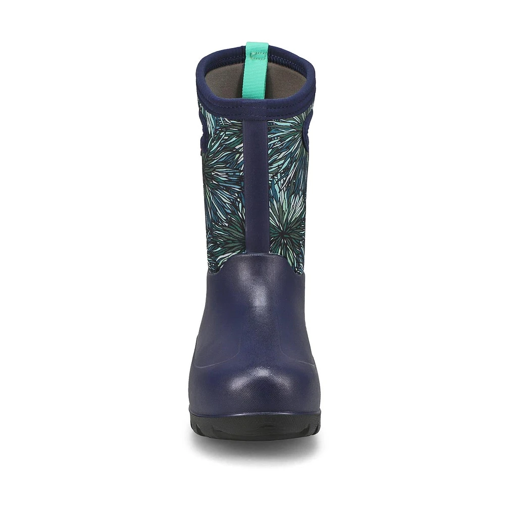 Girls Neo-Classic Firework Floral Waterproof Boot - Navy/Multi