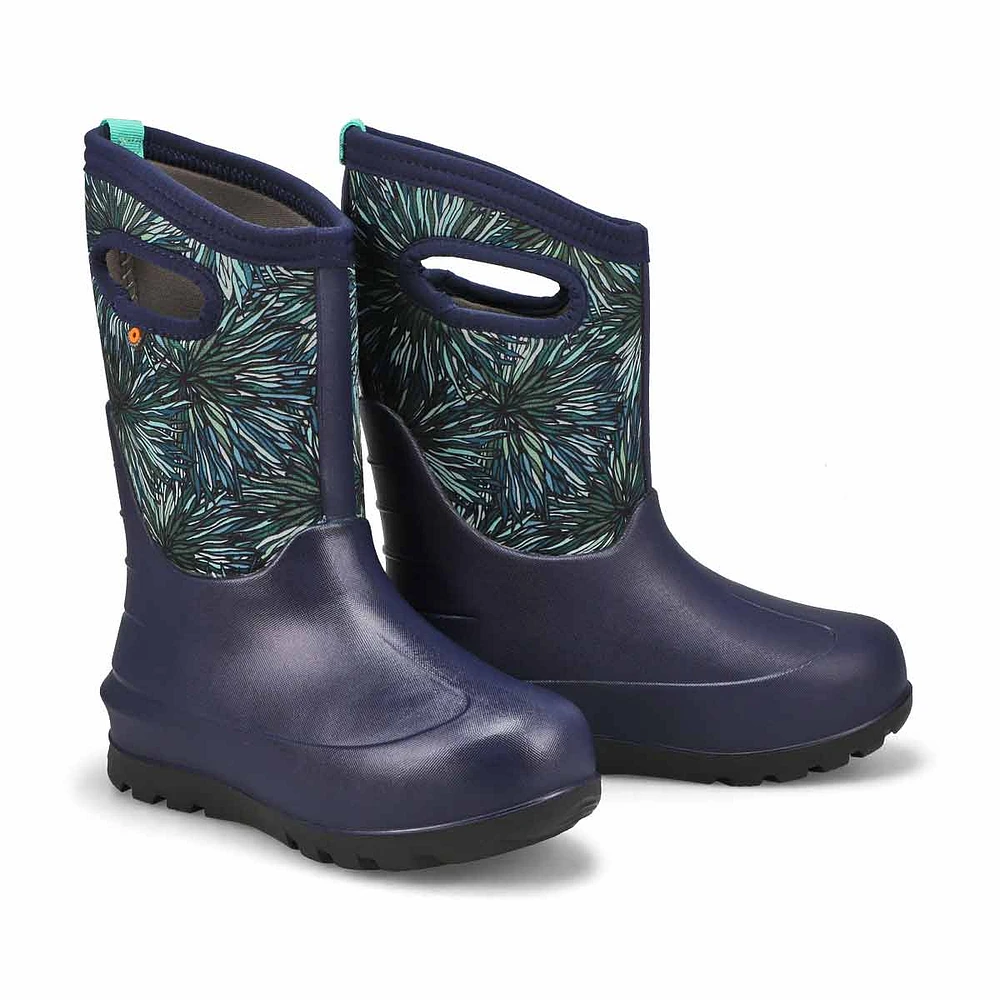 Girls Neo-Classic Firework Floral Waterproof Boot - Navy/Multi