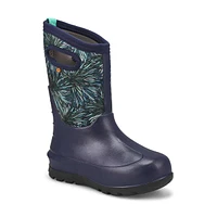 Girls Neo-Classic Firework Floral Waterproof Boot - Navy/Multi