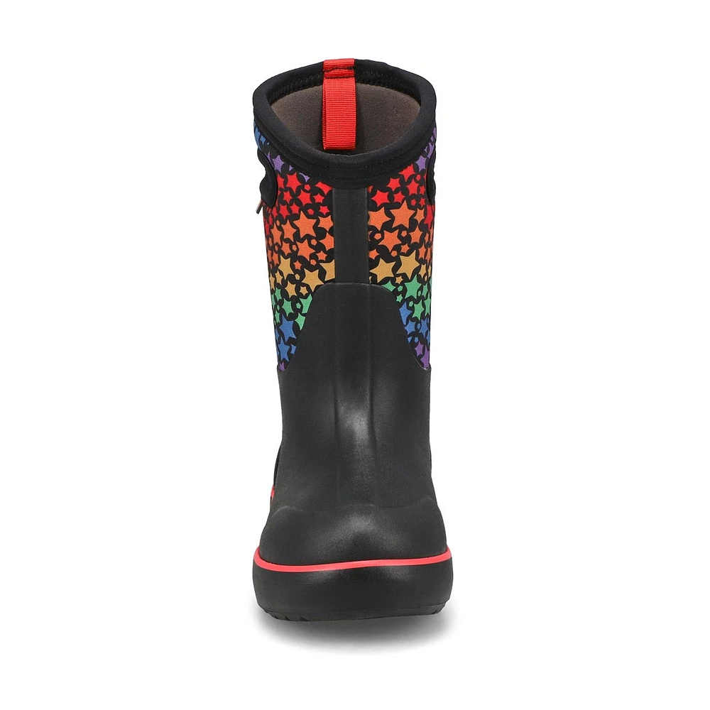 Girls  Classic II Rainbow Stars Waterproof Boot - Black/Multi