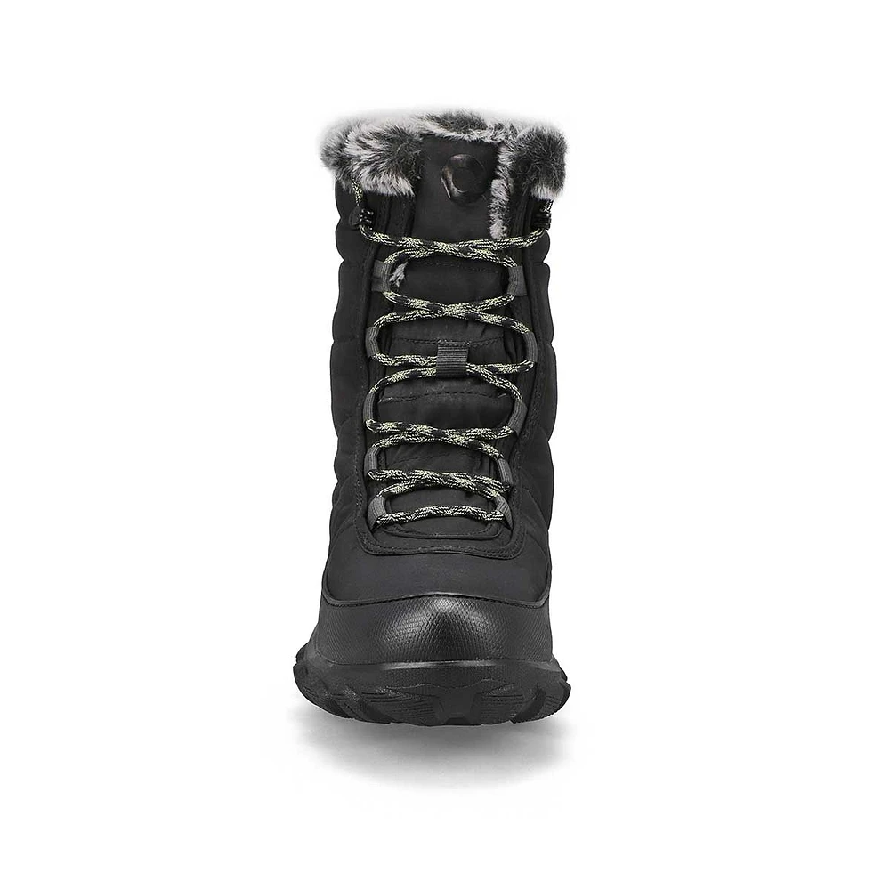 Womens Cedar Quilt Lace Waterproof Boot - Black