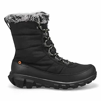 Womens Cedar Quilt Lace Waterproof Boot - Black