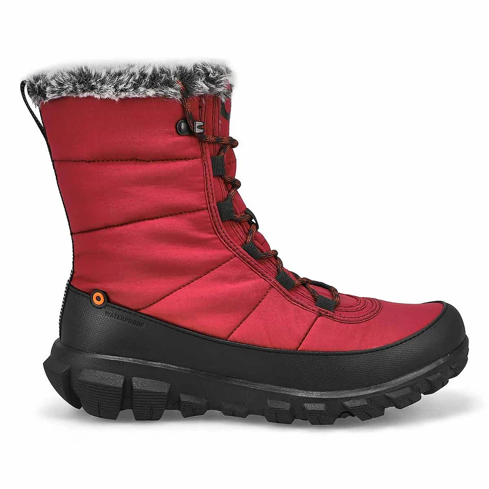 Womens Cedar Quilt Lace Waterproof Boot - Garnet