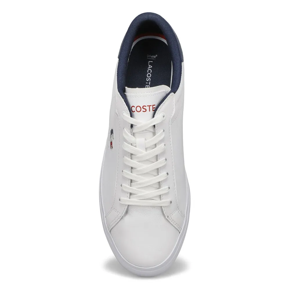 Mens Powercourt Leather Sneaker - White/Navy/Red