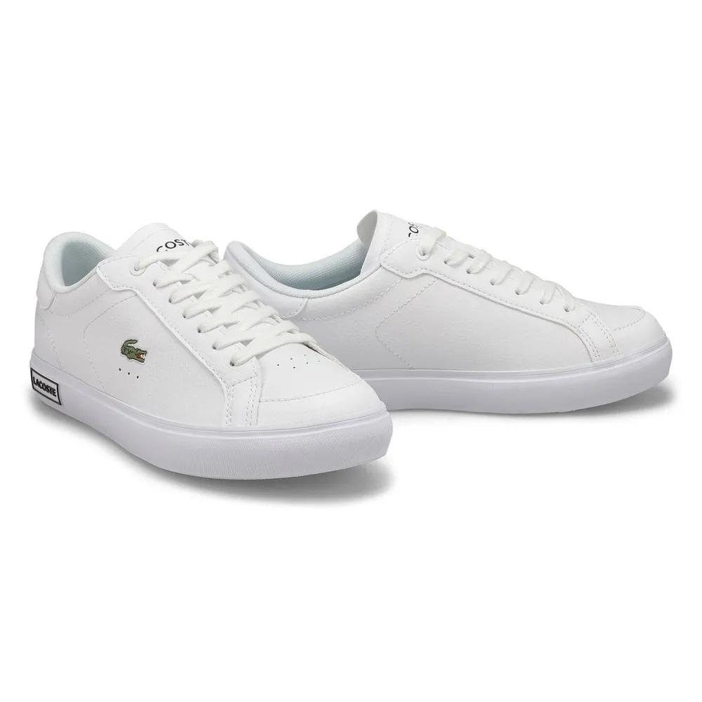Kompliment Signal Anvendt Lacoste Womens Powercourt Leather Sneaker- White/Black | Kingsway Mall