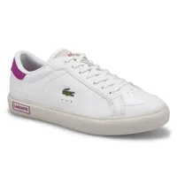 Womens Powercourt Leather Fashion Sneaker - White/Purple