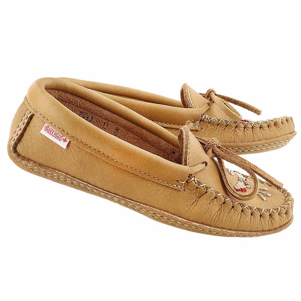 Womens 7463 Leather Sole SoftMocs - Tan