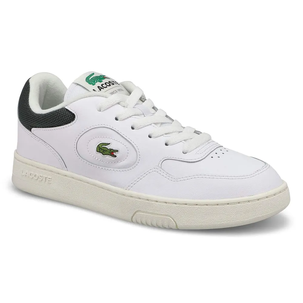 Womens Lineset Leather Lace Up Sneaker - White/Dark Green