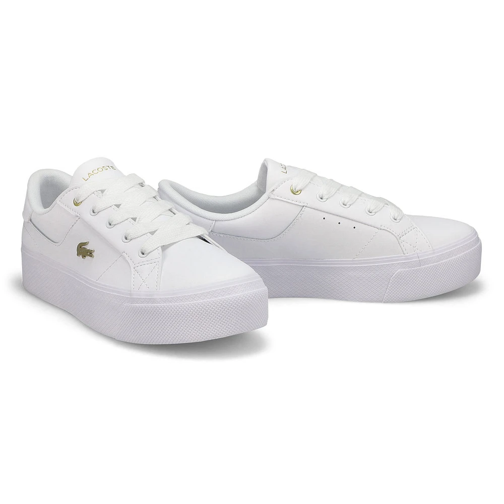 Womens  Ziane Platform Leather Sneaker - White/Gold