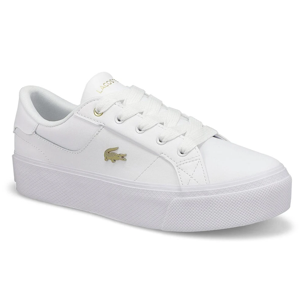 Womens  Ziane Platform Leather Sneaker - White/Gold