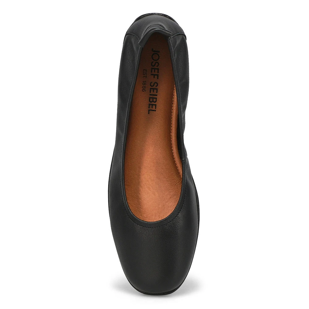 Womens Fenja 01 Leather Ballerina Flat - Black/Black