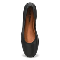 Womens Fenja 01 Leather Ballerina Flat - Black/Black