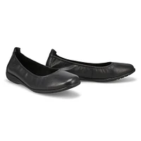 Womens Fenja 01 Leather Ballerina Flat - Black/Black