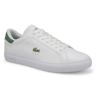 Mens Powercourt Leather  Lace Up Sneaker - White/Dark Green