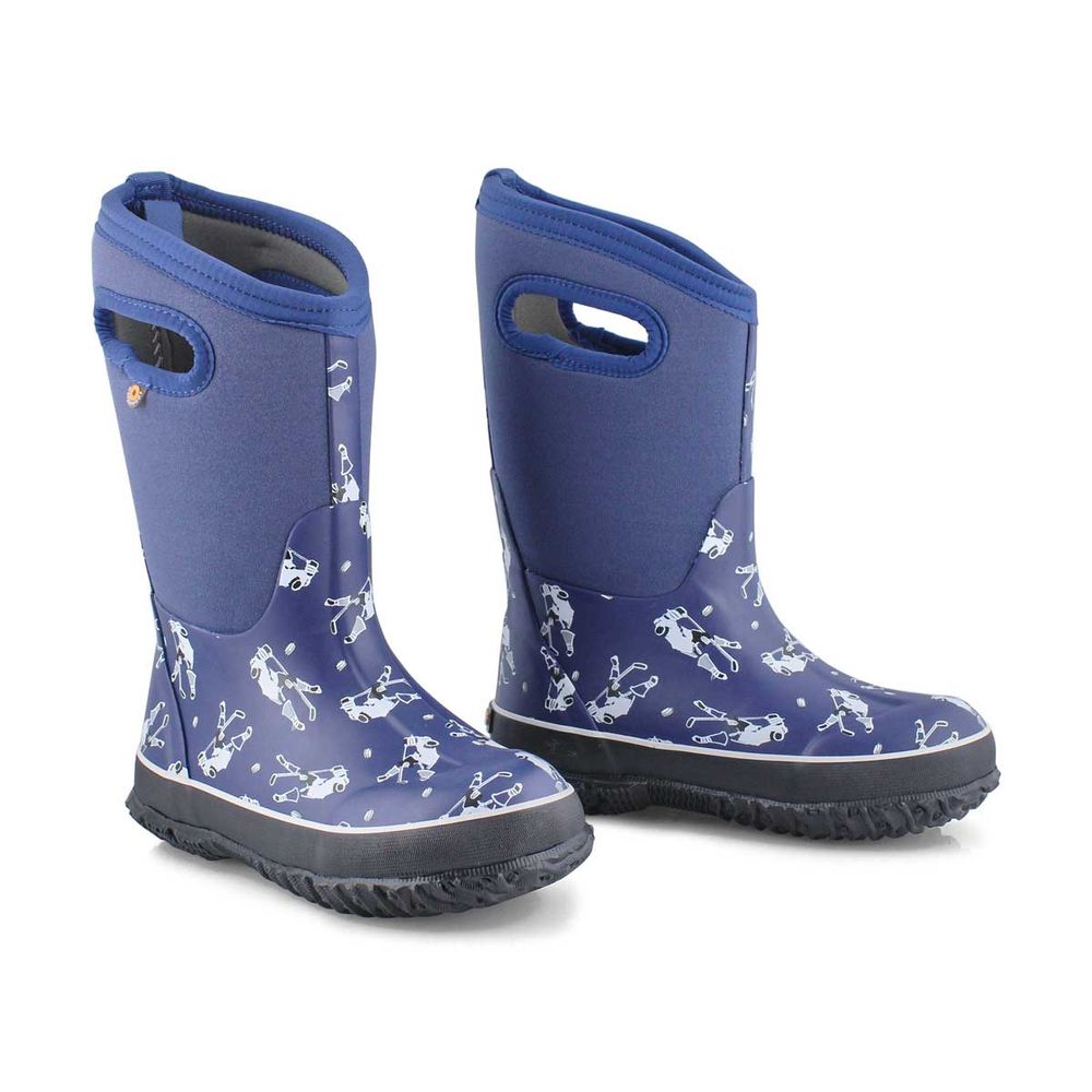 Boys Classic Hockey Waterproof Boot - Blue Multi