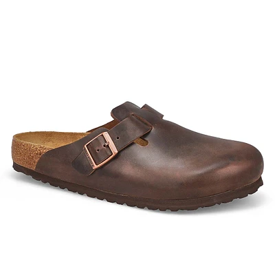 Mens Boston Oiled Leather Casual Clog - Habana