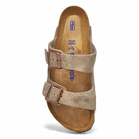 Mens Arizona Suede Soft Footbed 2 Strap Sandal - Taupe