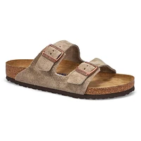 Mens Arizona Suede Soft Footbed 2 Strap Sandal - Taupe