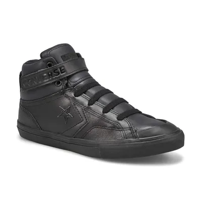 Boys Chuck Taylor All Star Pro Blaze Strap Leather Sneaker - Black/Black