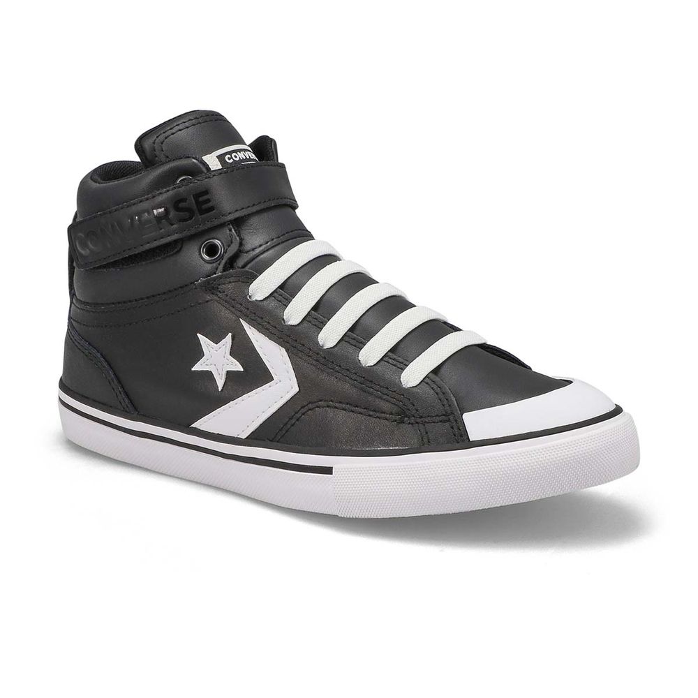 Boys Chuck Taylor All Star Pro Blaze Strap Leather Sneaker - Black/White