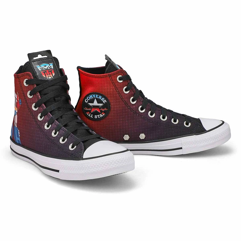 Womens Chuck Taylor All Star Optimus Prime Hi Top Sneaker - Black/Fever Dream/White