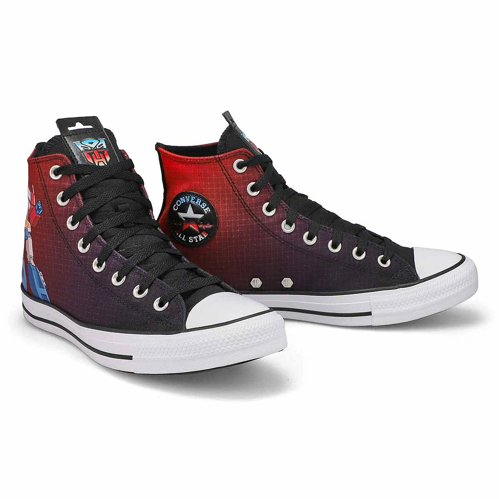 Mens Chuck Taylor All Star Optimus Prime Hi Top Sneaker - Black/Fever Dream/White