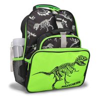 Kids 5 Piece Dino Backpack School Kit - Black/Green