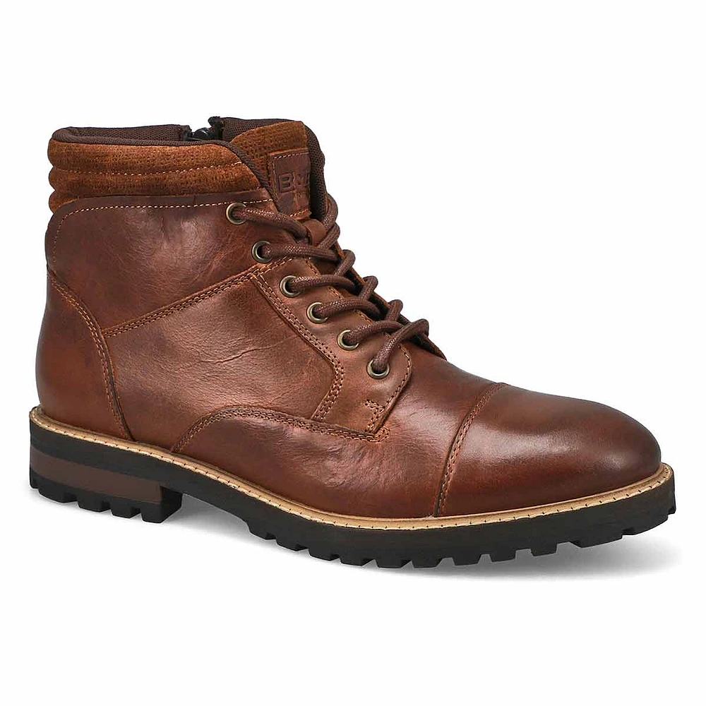 Mens Bennett Leather Lace Up Ankle Boot - Cognac