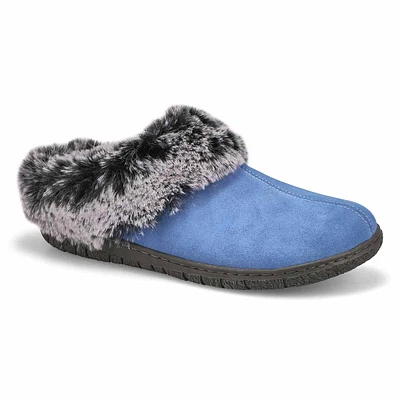 Womens Beth Open Back Suede Slipper - Light Blue