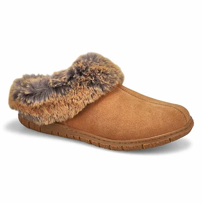 Womens  Beth Open Back Suede Slipper - Latte