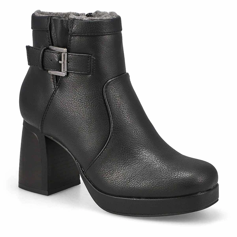 Womens  Bree Platform Buckle Bootie - Black