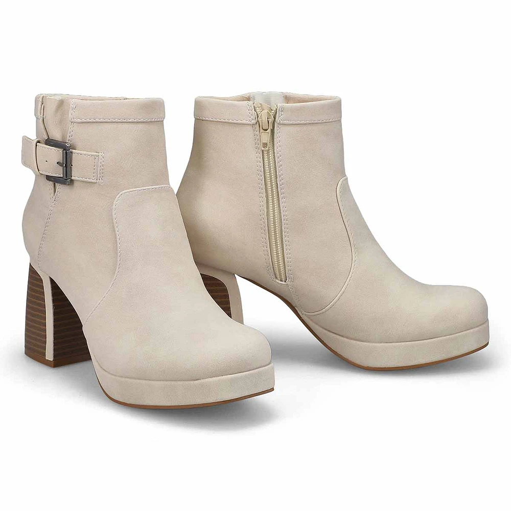 Womens Bree Platform Buckle Bootie - Cream