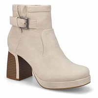 Womens Bree Platform Buckle Bootie - Cream