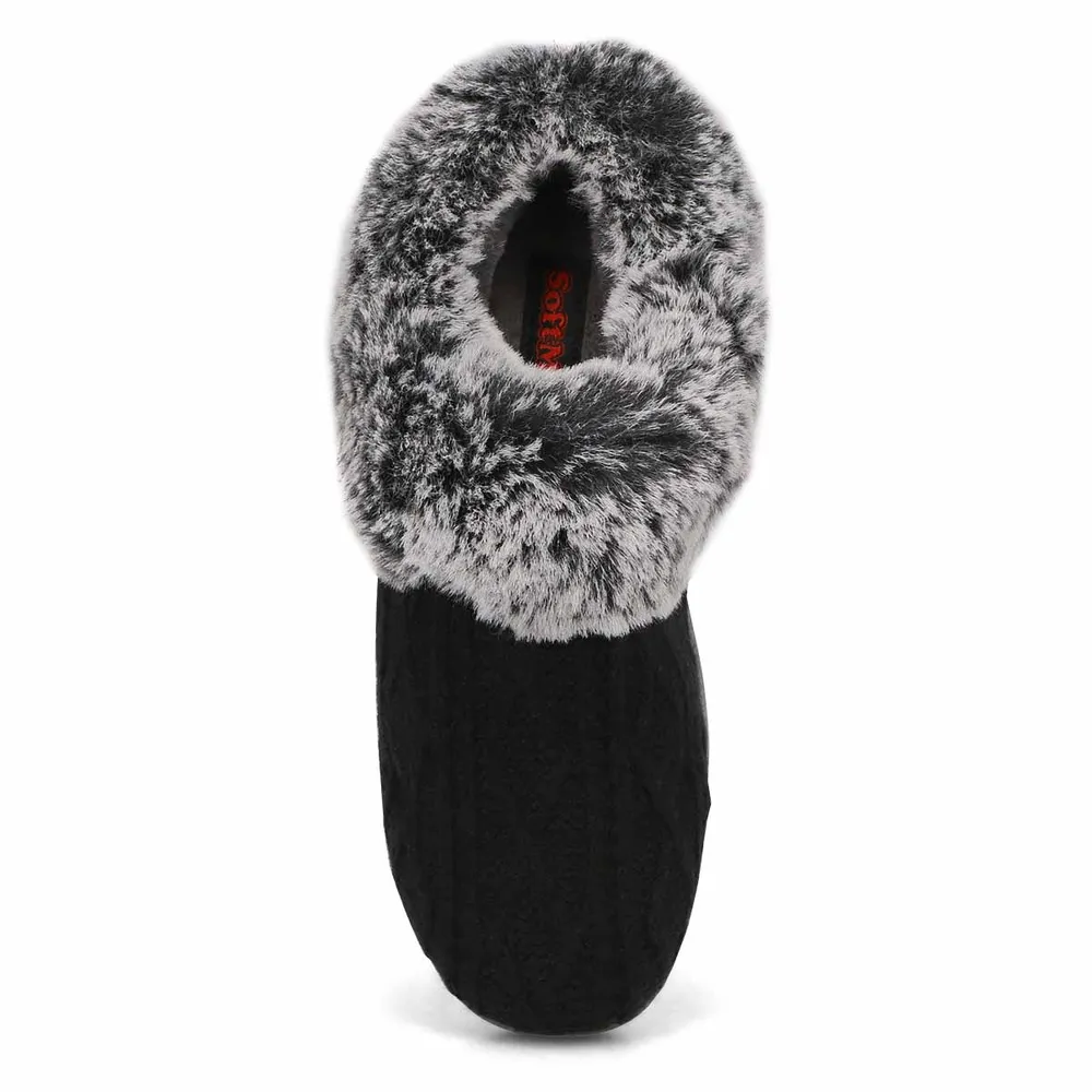 Womens Clipper Knit Faux Fur Slipper - Black