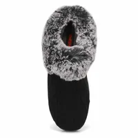 Womens Clipper Knit Faux Fur Slipper - Black