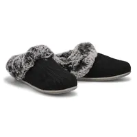 Womens Clipper Knit Faux Fur Slipper - Black