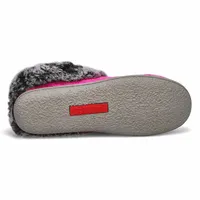 Womens Clipper Knit Faux Fur Slipper - Fuschia