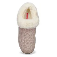 Womens Clipper Knit Faux Fur Slipper - Oatmeal