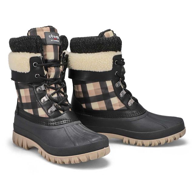 Womens Creek Waterproof Winter Boot - Black/Maple Plaid