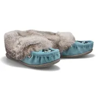 Womens Cute 5 Rabbit Fur SoftMocs - Blue